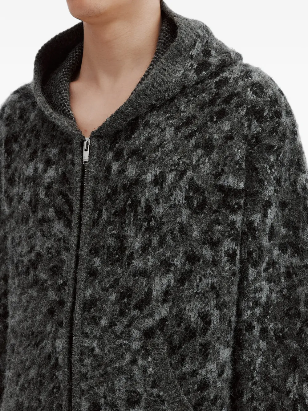 FIVE CM Hoodie met luipaardprint en rits Grijs