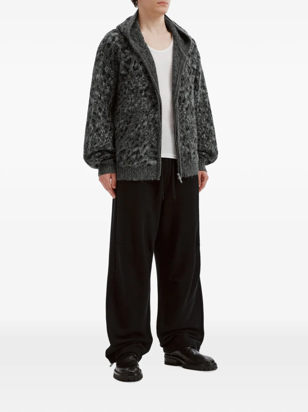 FIVE CM Hoodie met luipaardprint en rits Grijs