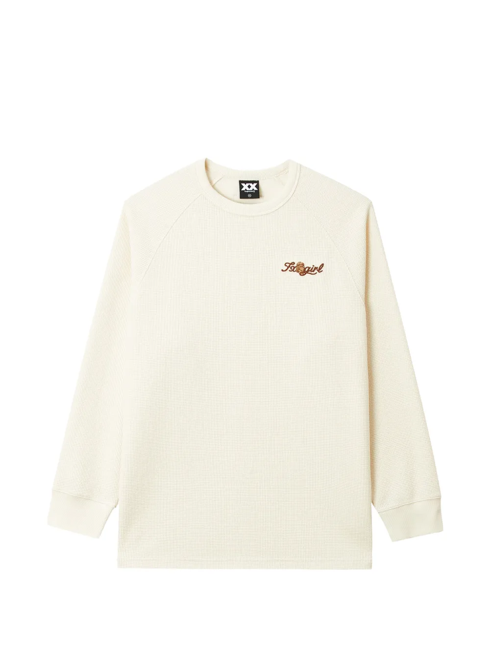 Fingercroxx Waffle-knit Raglan-sleeve T-shirt In White
