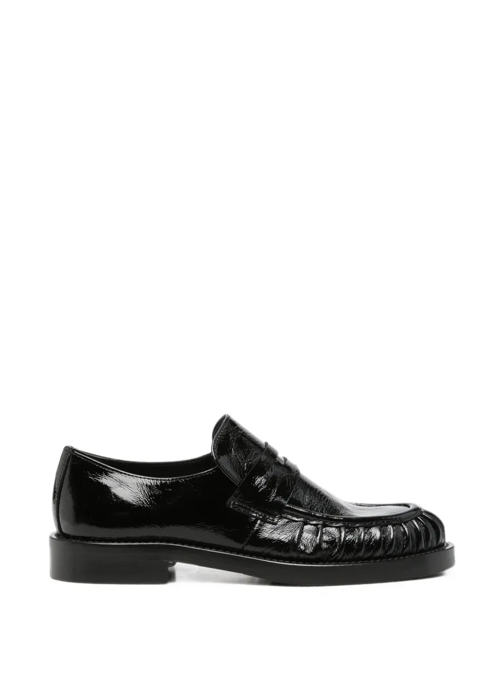 GUGLIELMO ROTTA ruched patent-leather loafers - Nero