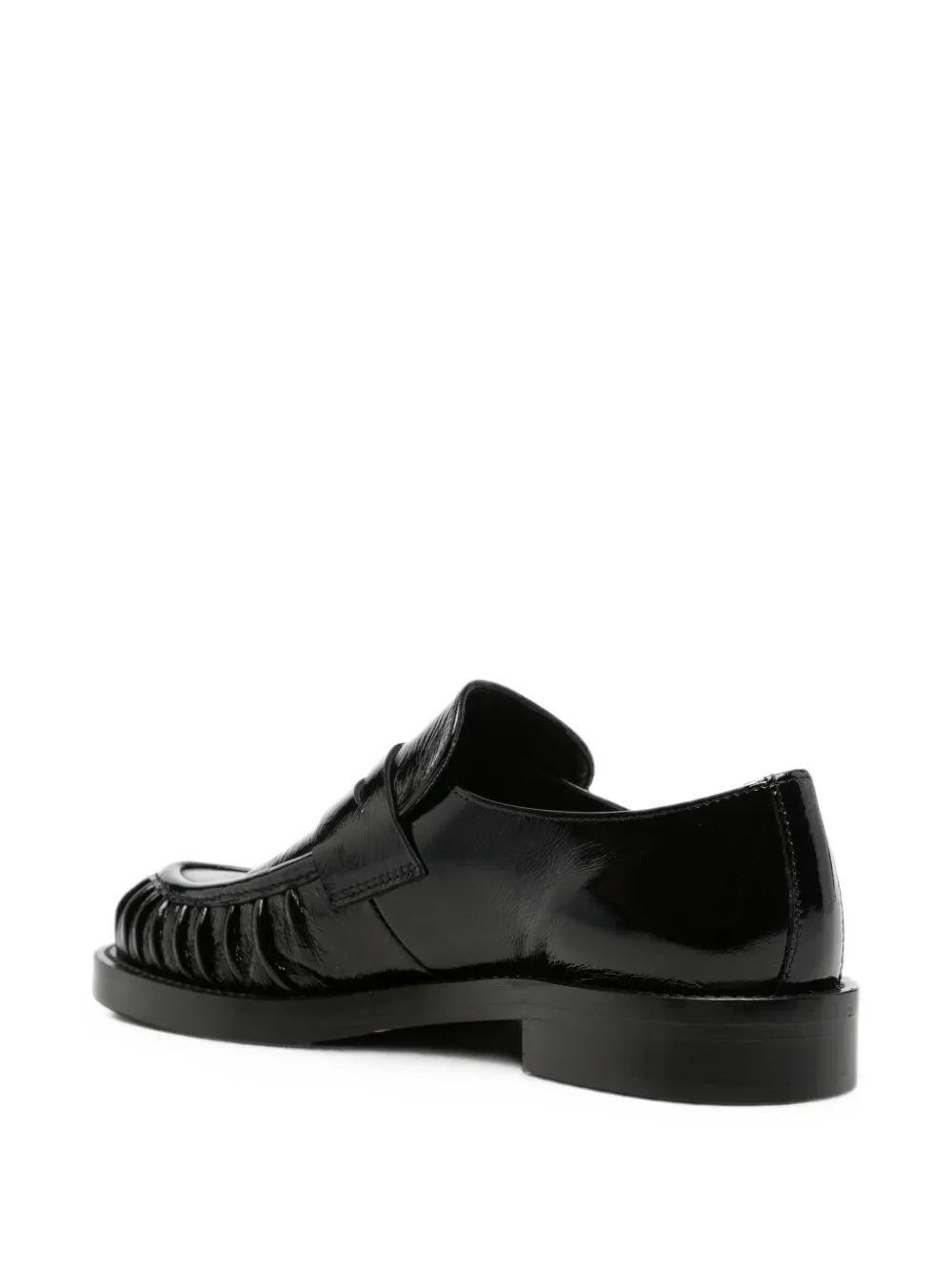 GUGLIELMO ROTTA ruched patent-leather loafers Zwart