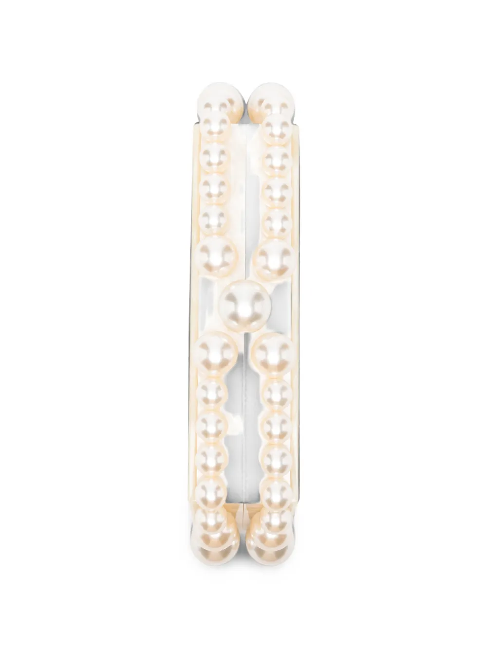 Cult Gaia Eos Lungo clutch met imitatieparel en marmer Beige