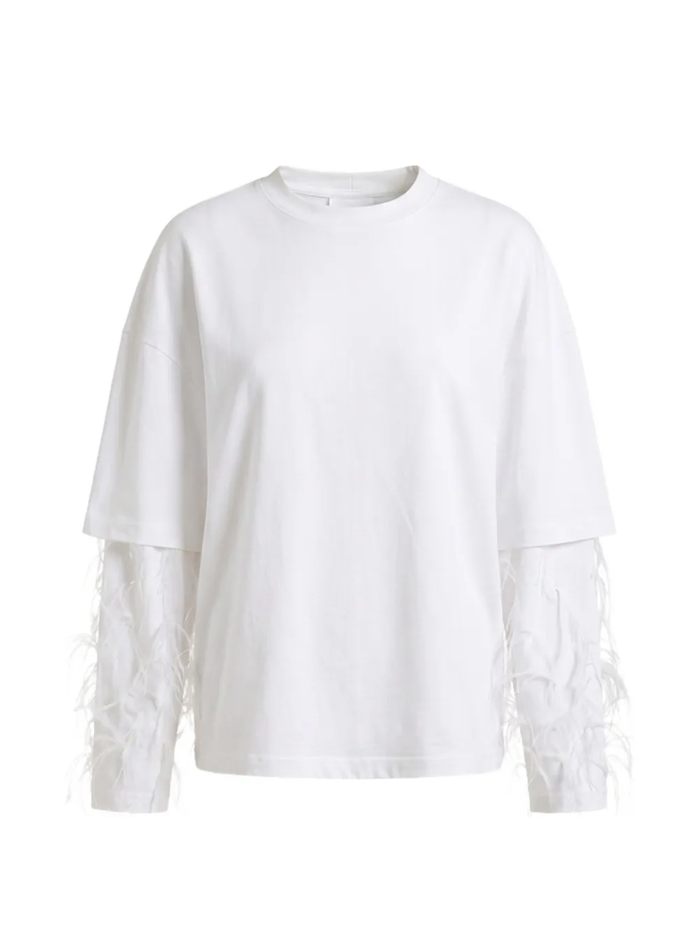 DARKPARK Troy feather-trim layered-sleeve sweatshirt - Weiß