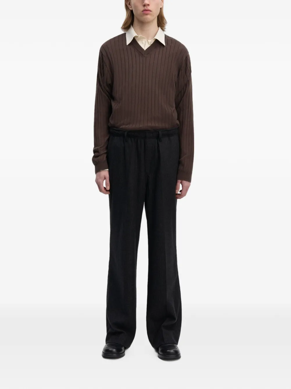 Another Aspect Broek met krijtstreep Zwart