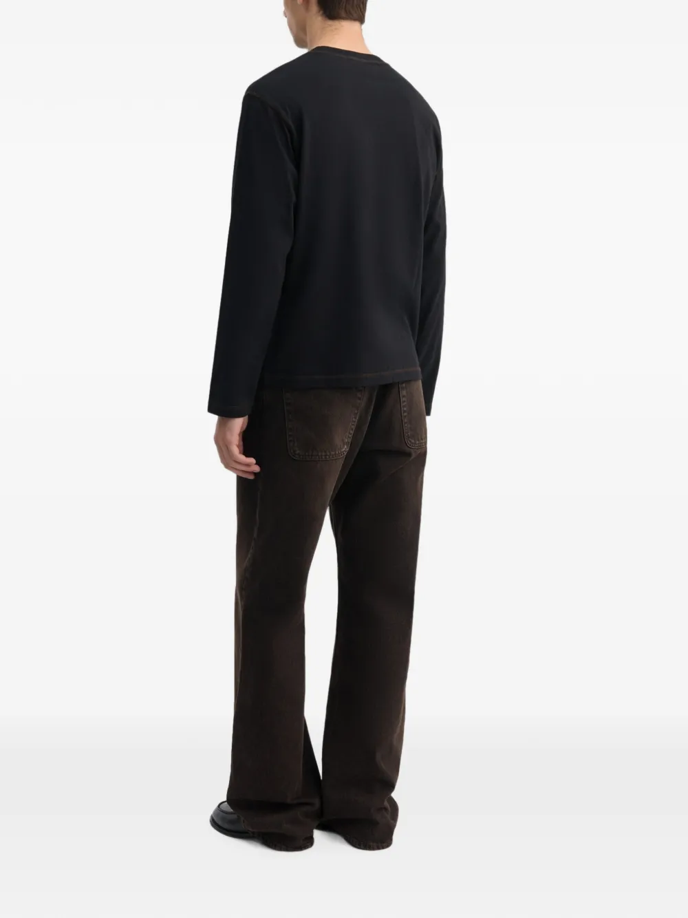 Another Aspect T-shirt met contrasterend stiksel Zwart