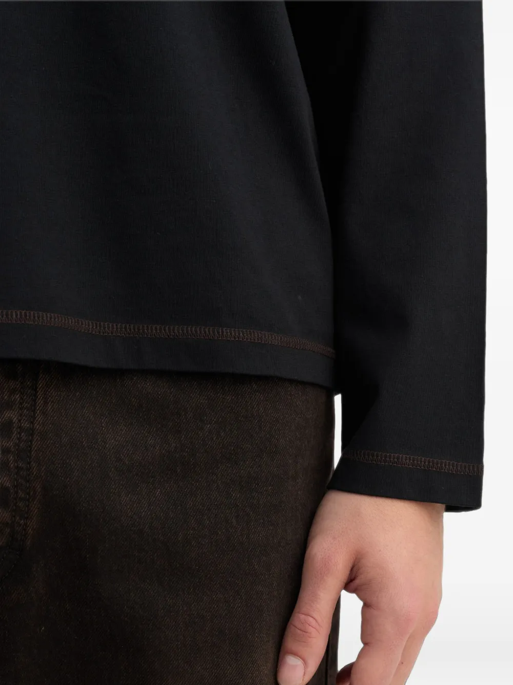 Another Aspect T-shirt met contrasterend stiksel Zwart