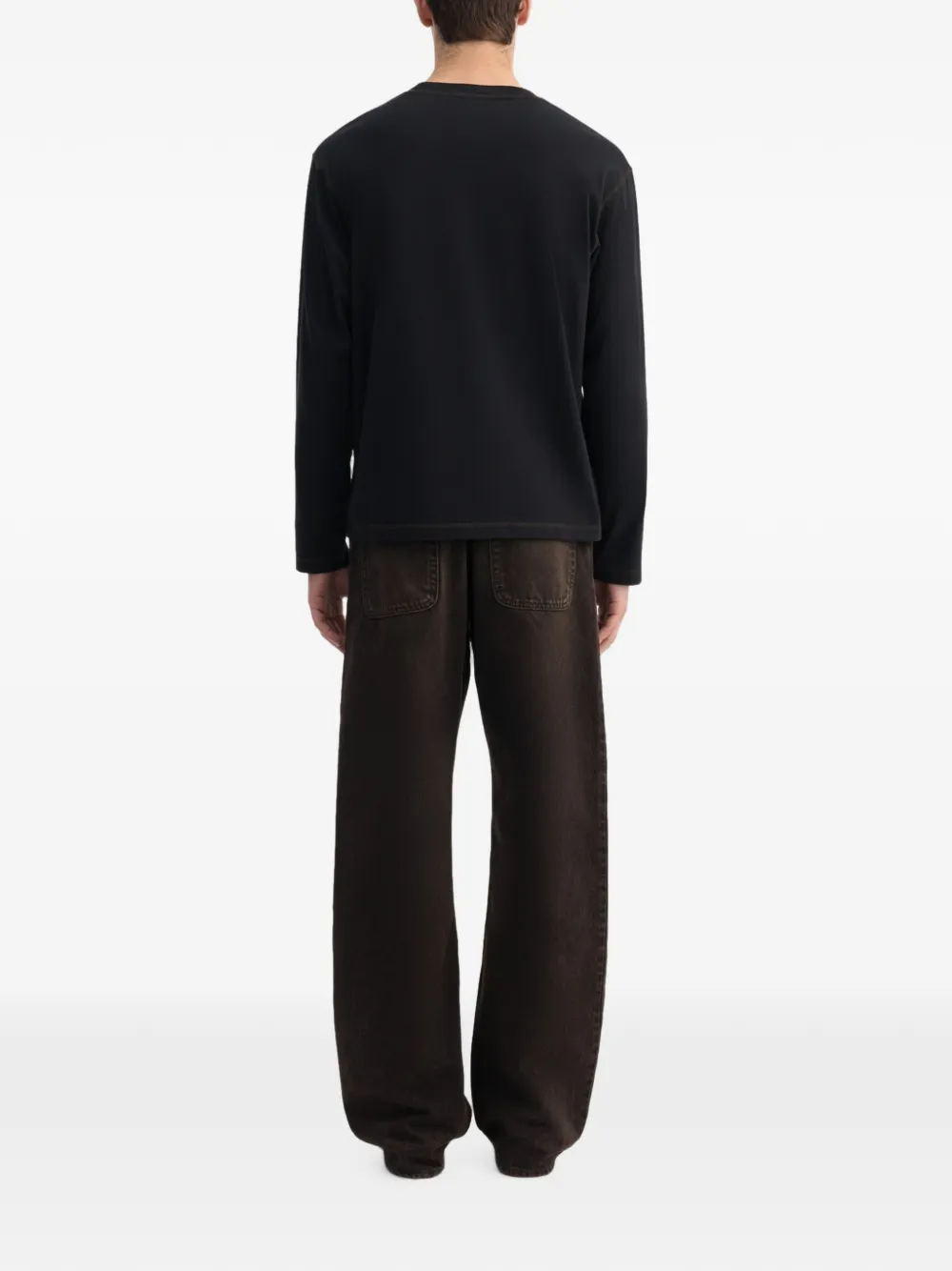 Another Aspect T-shirt met contrasterend stiksel Zwart