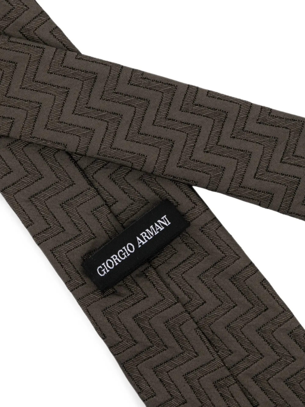 Giorgio Armani Stropdas met chevron patroon Beige