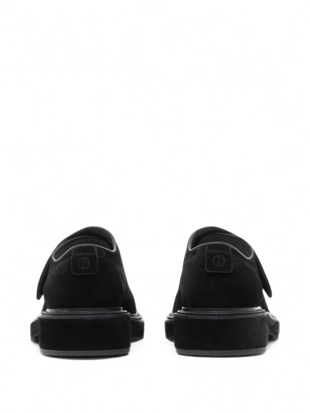 Giorgio Armani touch-strap suede slippers Zwart