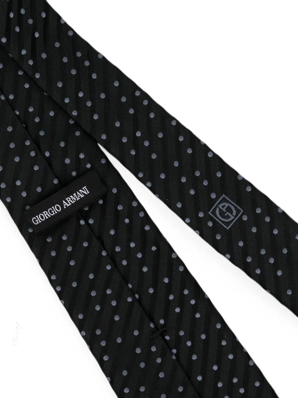 Giorgio Armani Stropdas met diagonale streep en stippen Zwart