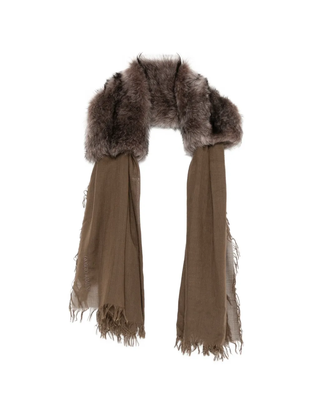 Giorgio Armani frayed-edge scarf - Marrone
