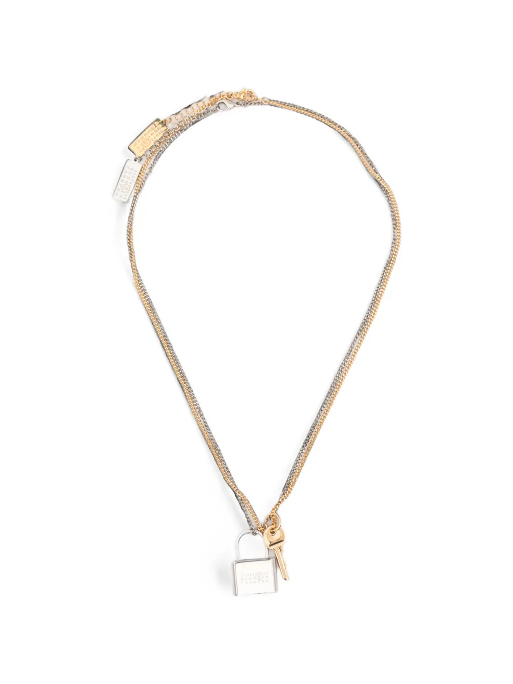 MM6 Maison Margiela layered lock and key pendant necklace - Oro