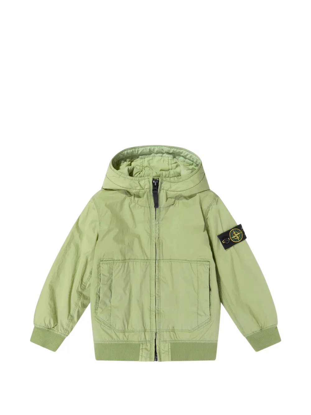 Stone Island Junior logo-patch hooded jacket - Verde