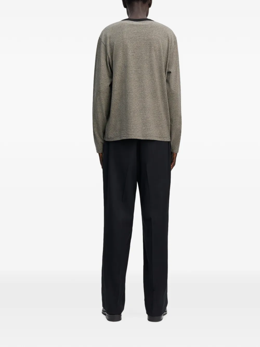 Another Aspect Gestreept T-shirt met lange mouwen Zwart