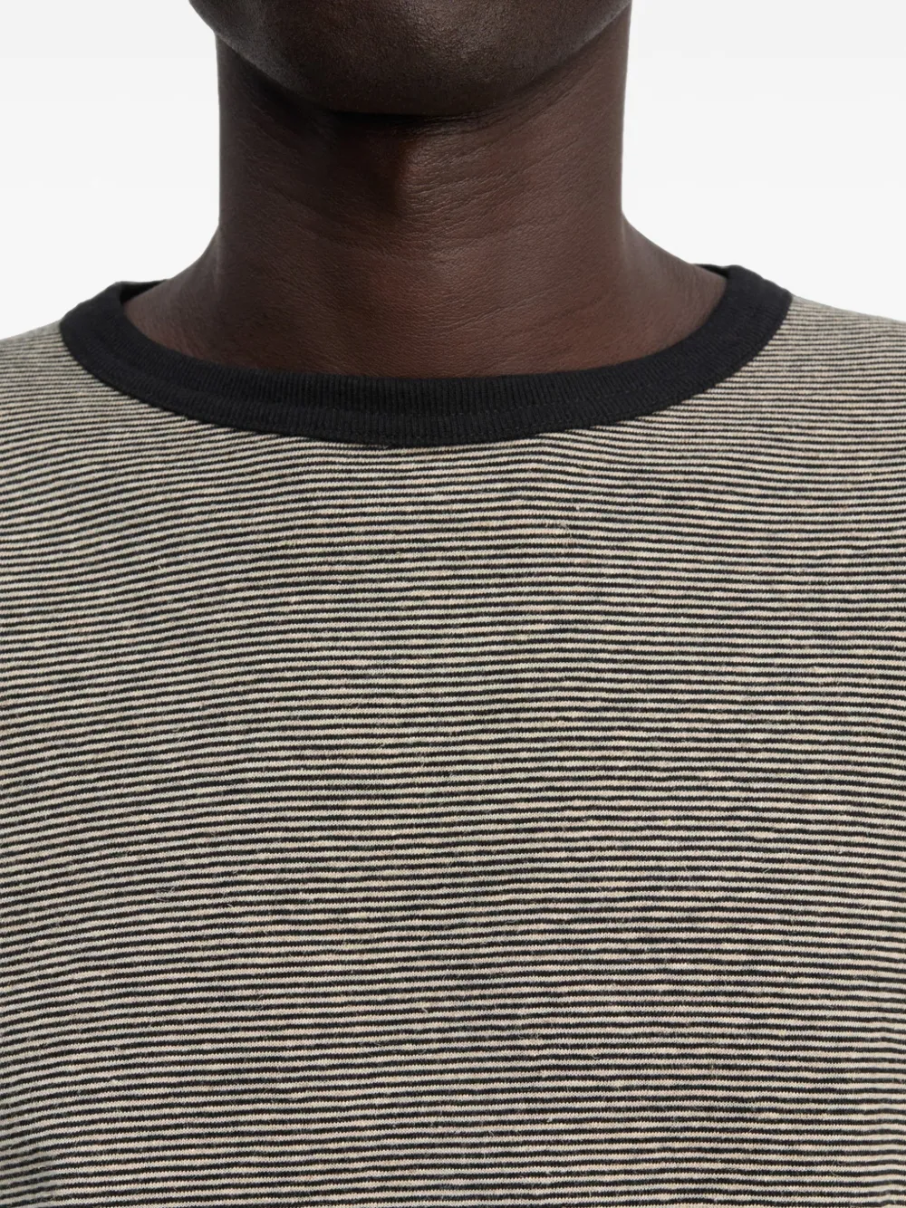 Another Aspect Gestreept T-shirt met lange mouwen Zwart