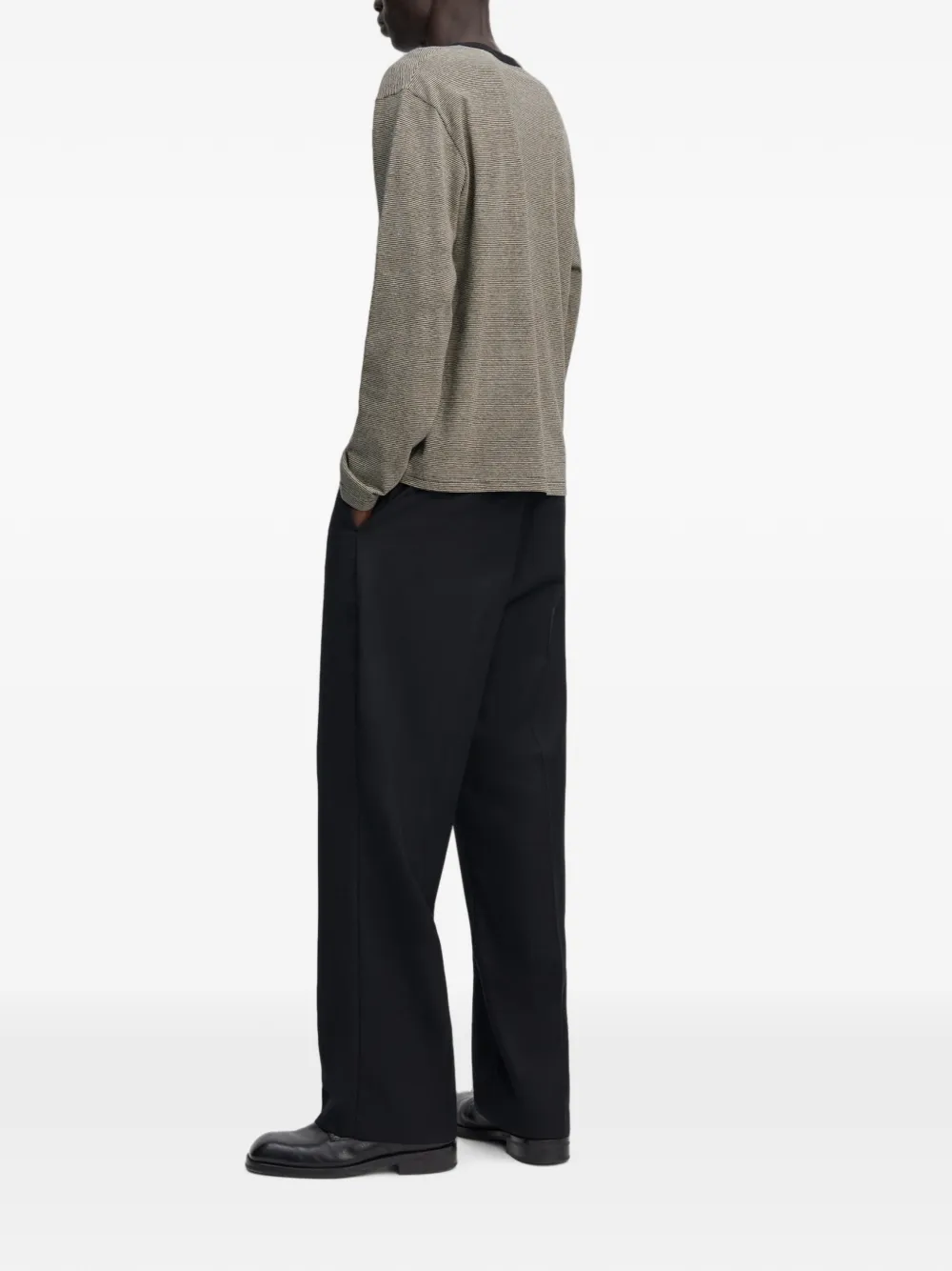 Another Aspect Gestreept T-shirt met lange mouwen Zwart