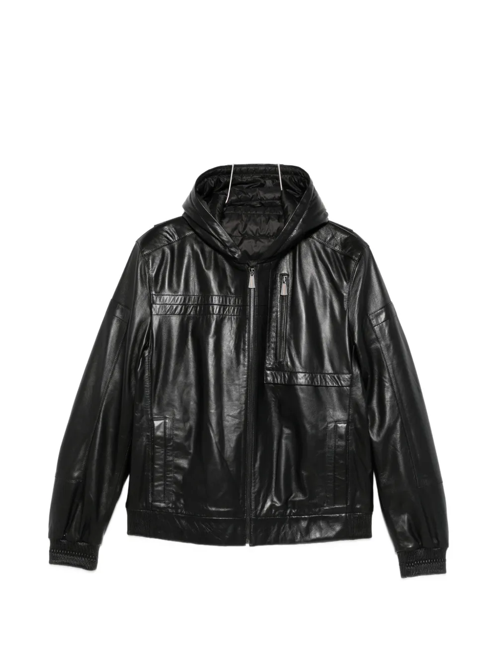 SERGIO MORETTI FIRENZE hooded leather jacket - Schwarz