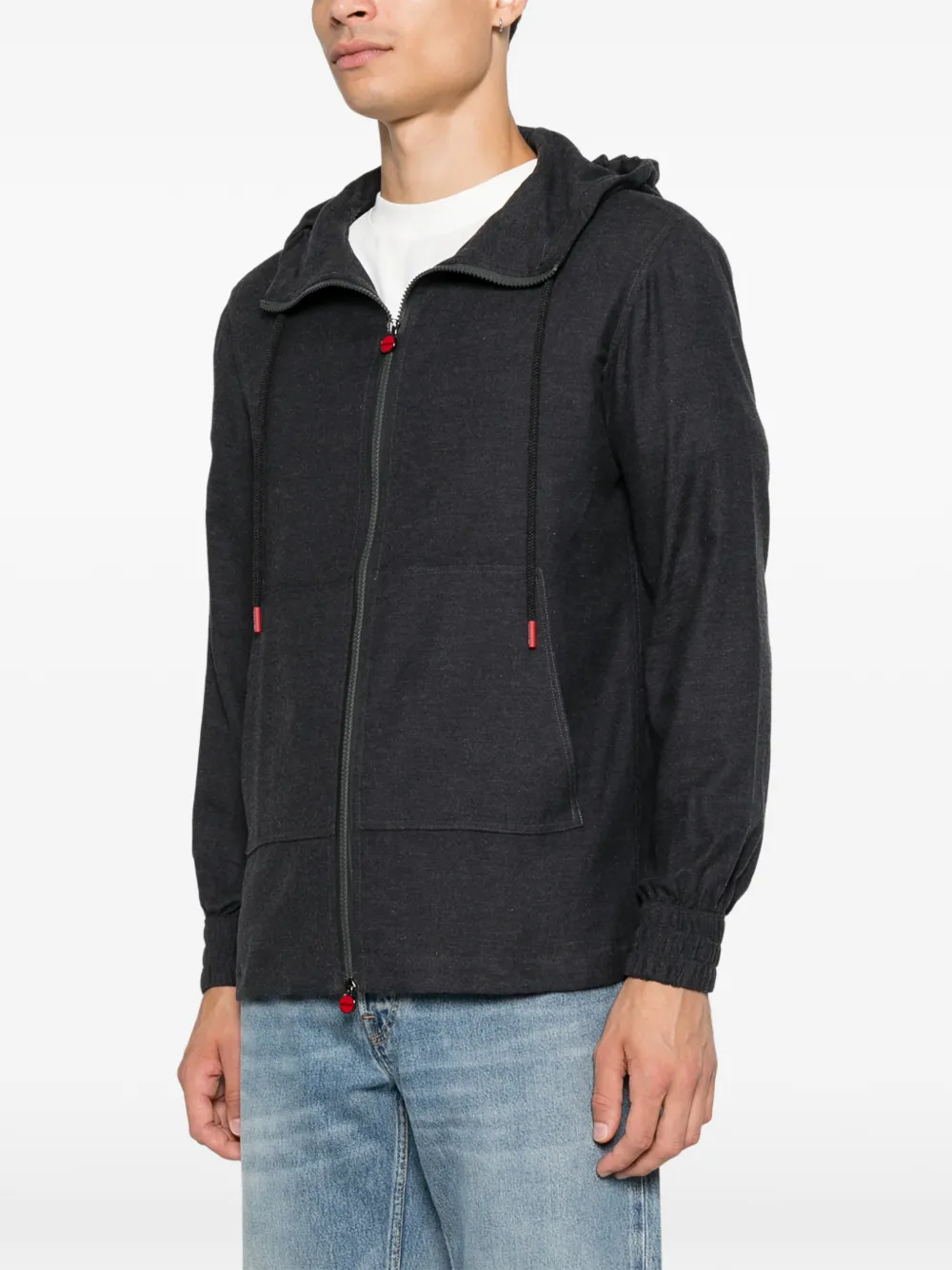 Kiton Hoodie met rits Grijs