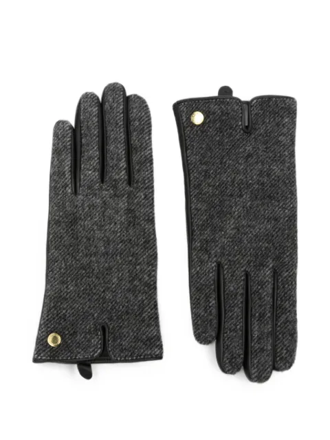 Barbour tweed-effect leather-trim gloves
