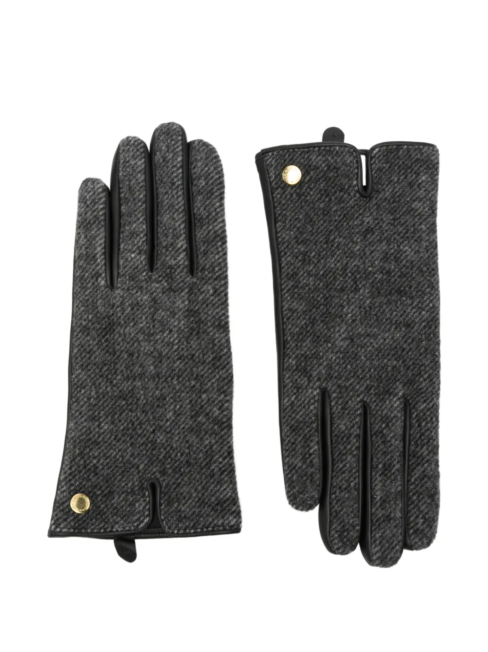 Barbour tweed-effect leather-trim gloves - Grigio