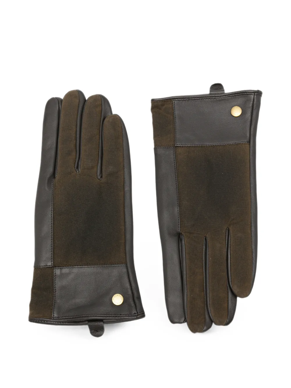 Barbour logo-stud panelled leather gloves - Braun