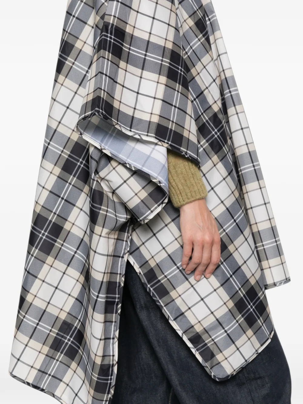 Barbour Poncho met tartan-ruit en capuchon Beige
