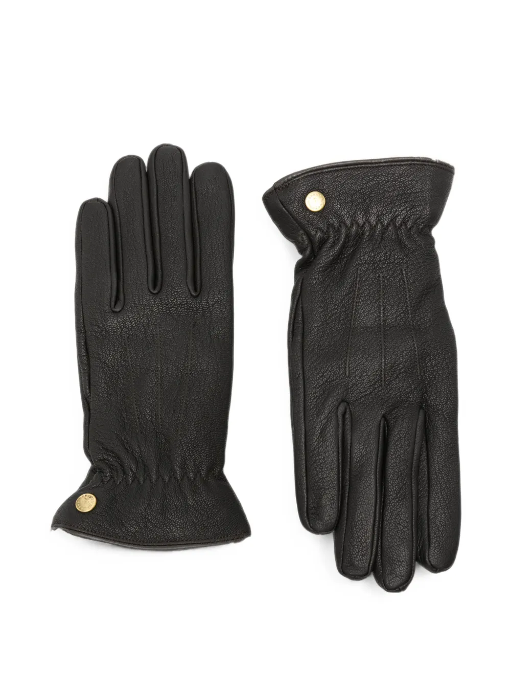 Barbour fleece-trimmed leather gloves - Braun