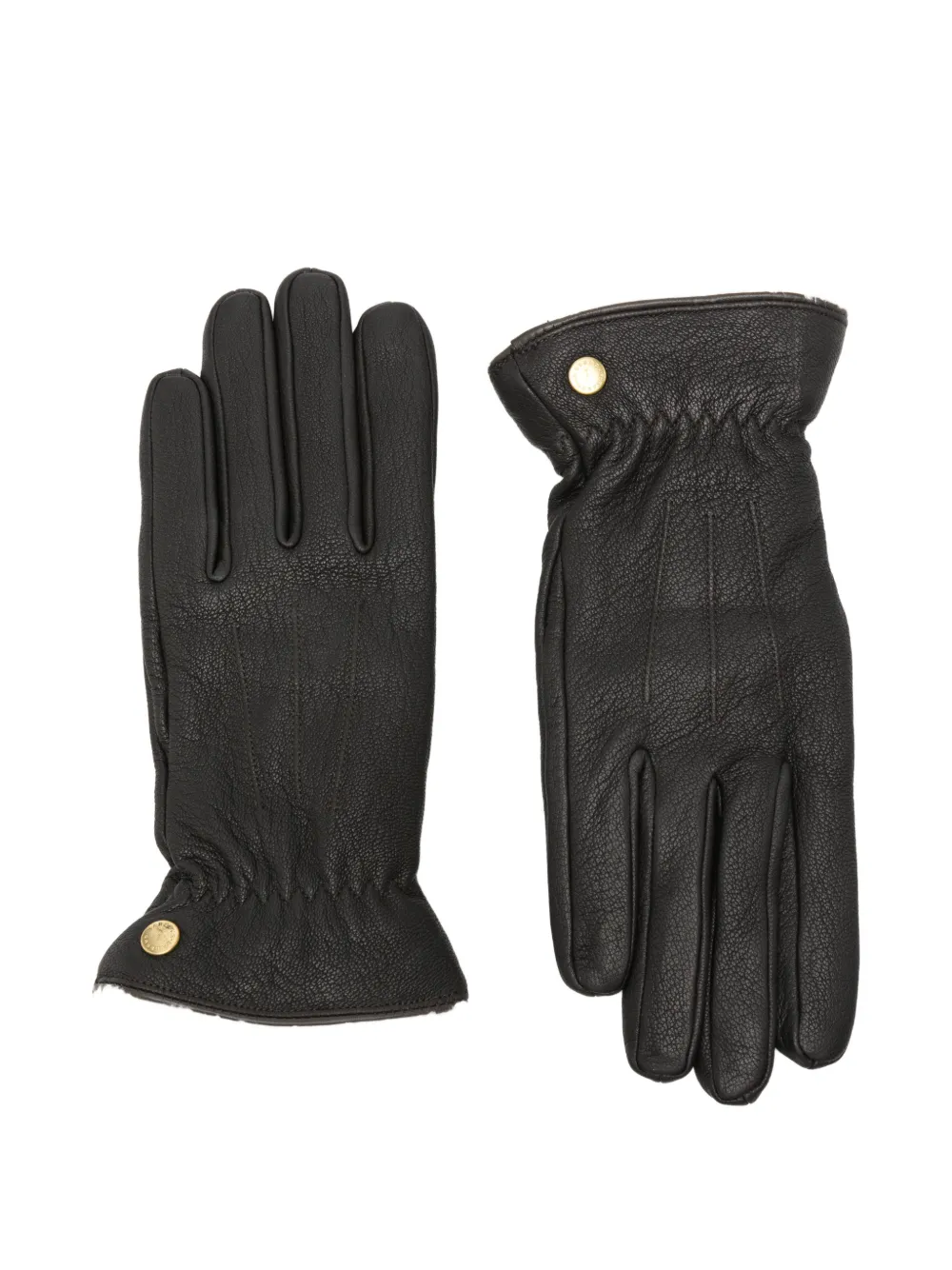 Barbour fleece-trimmed leather gloves - Marrone