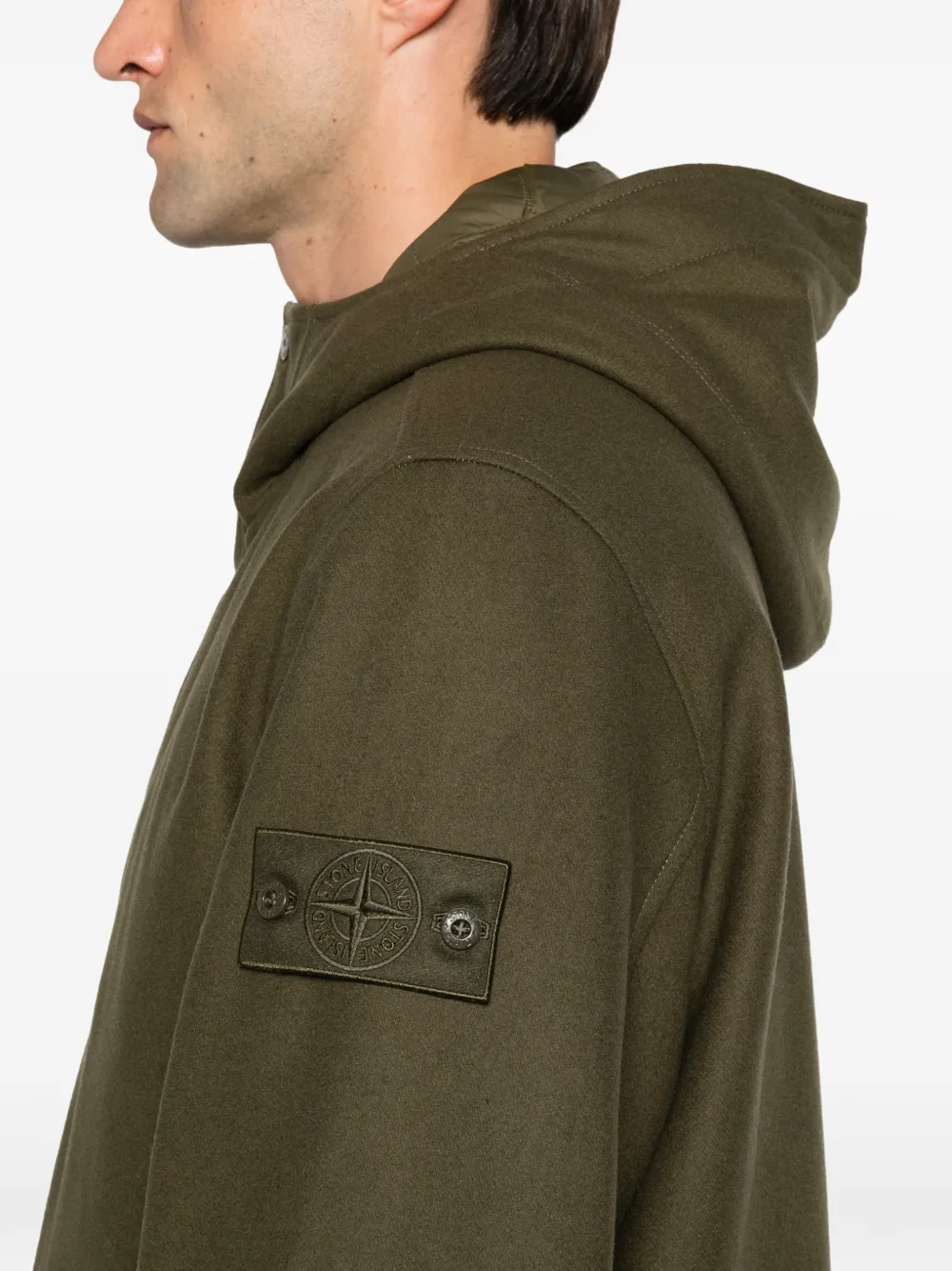 Stone Island Jack met capuchon en logopatch Groen