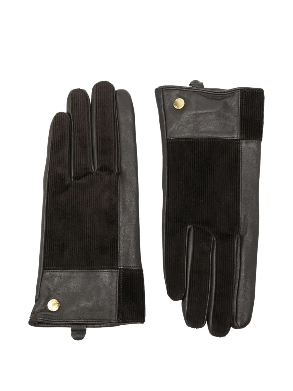 Barbour Guanti in pelle con inserti a coste - Marrone