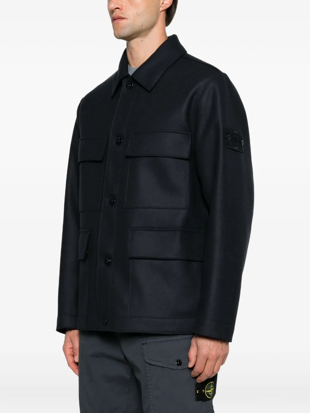 Stone Island Jas met meerdere zakken en Compass-patch Blauw