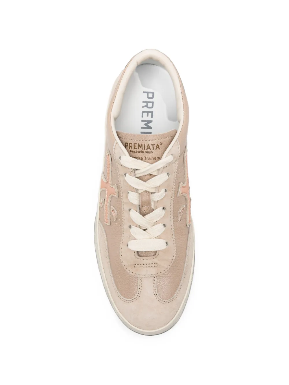 Premiata logo-patch panelled sneakers Beige