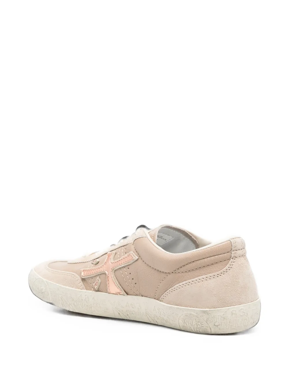 Premiata logo-patch panelled sneakers Beige
