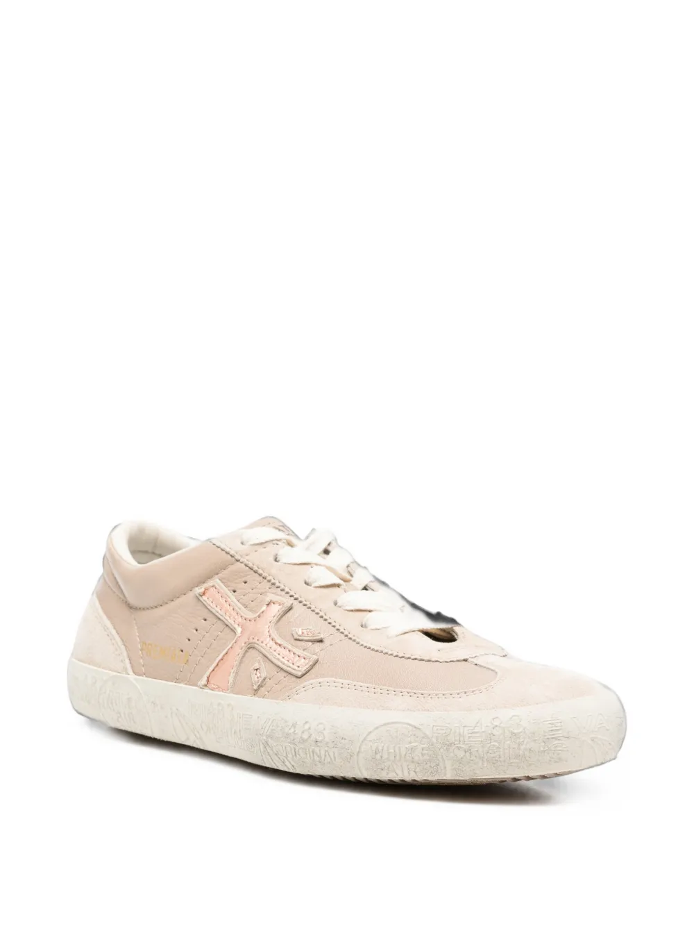 Premiata logo-patch panelled sneakers Beige