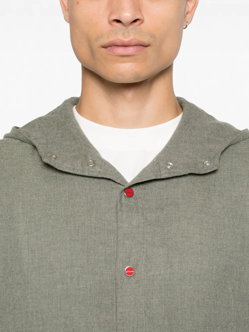 Kiton Mariano overhemd met capuchon en knopen Groen