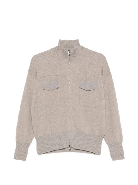 PANICALE zip-up ribbed-trim cardigan