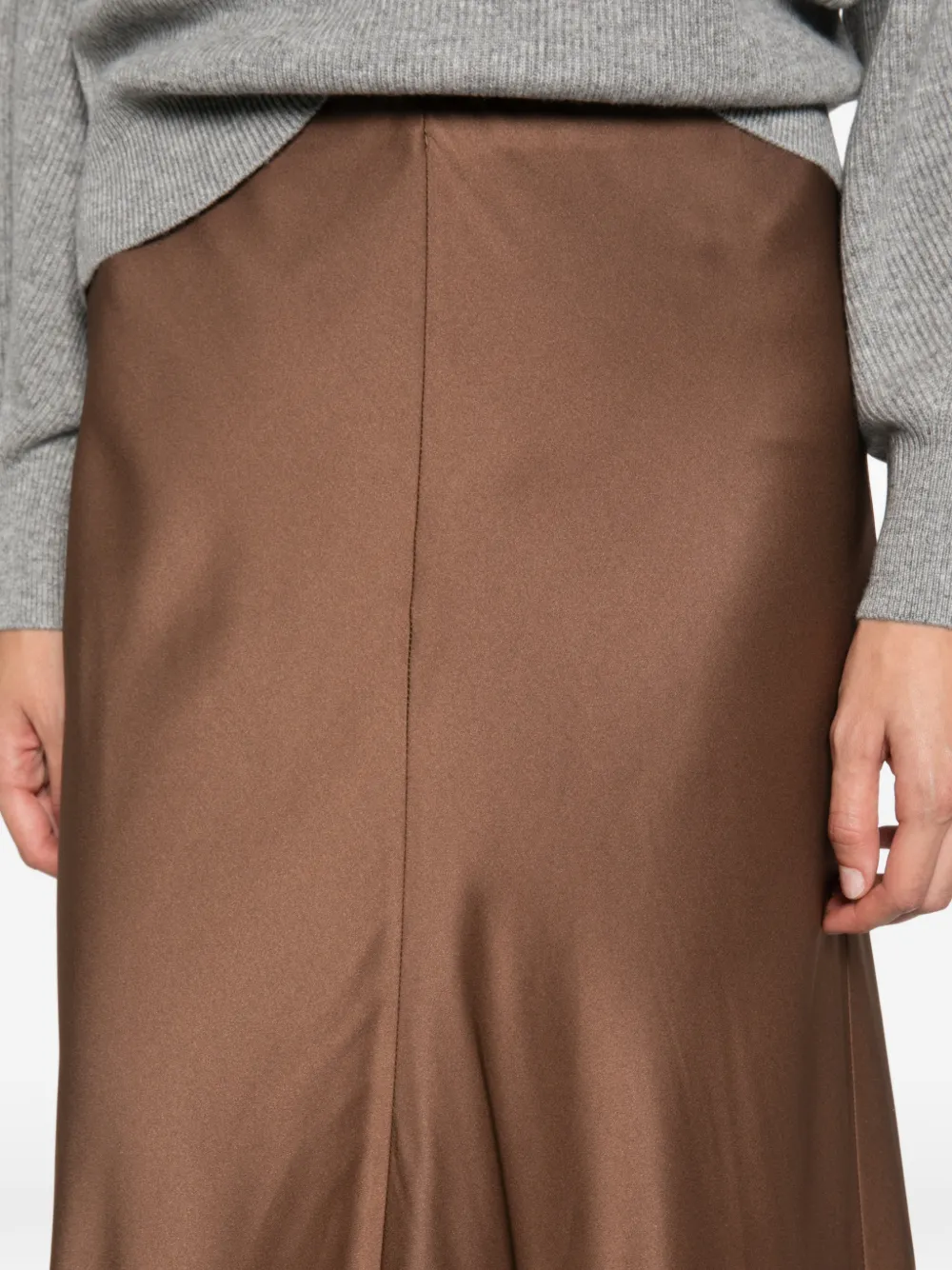 Brunello Cucinelli silk maxi skirt Bruin