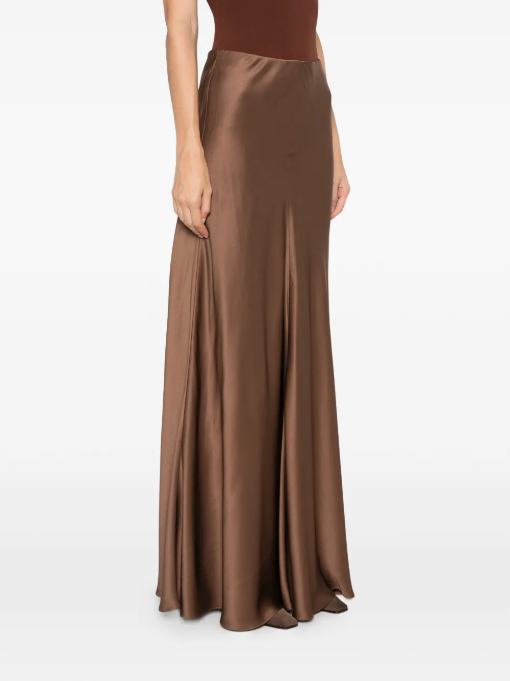 Brunello Cucinelli silk maxi skirt Bruin