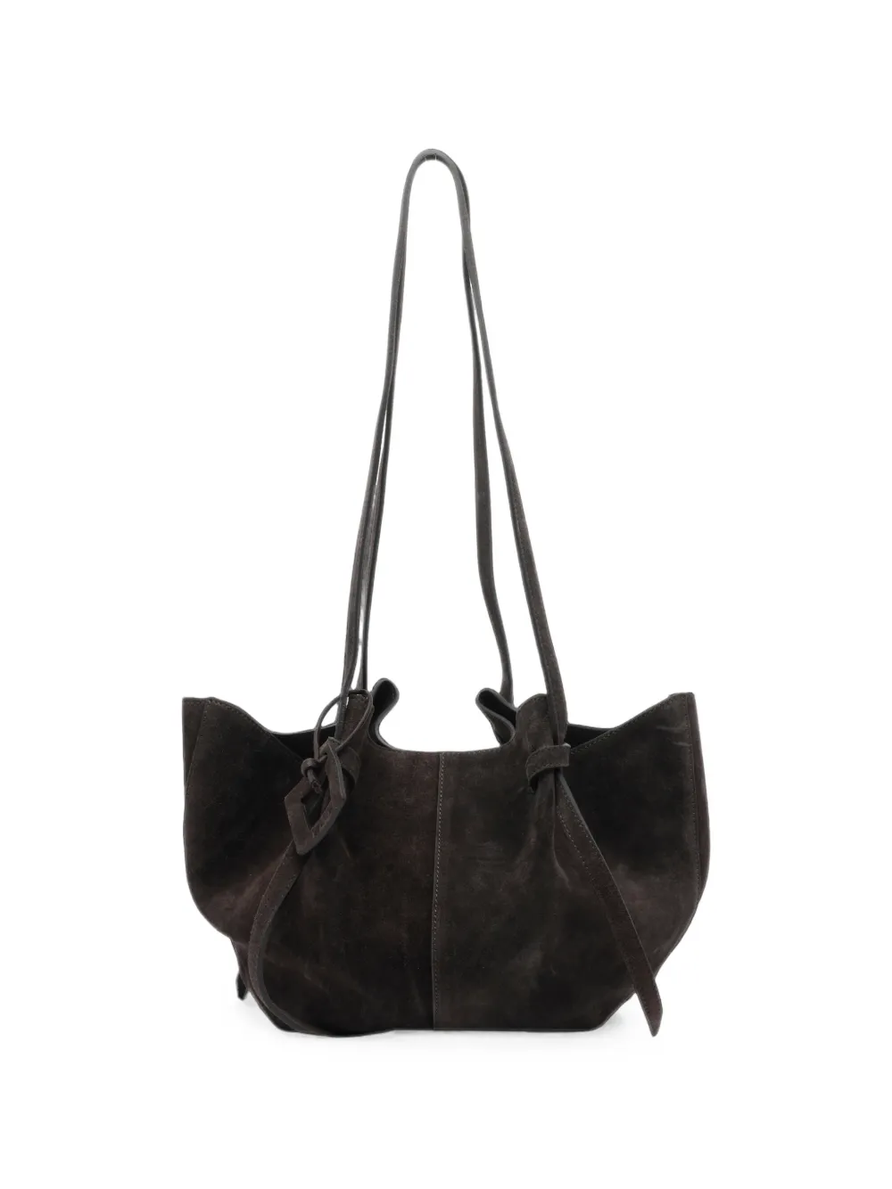 Date Suede Knotted-detail Shoulder Bag In 브라운