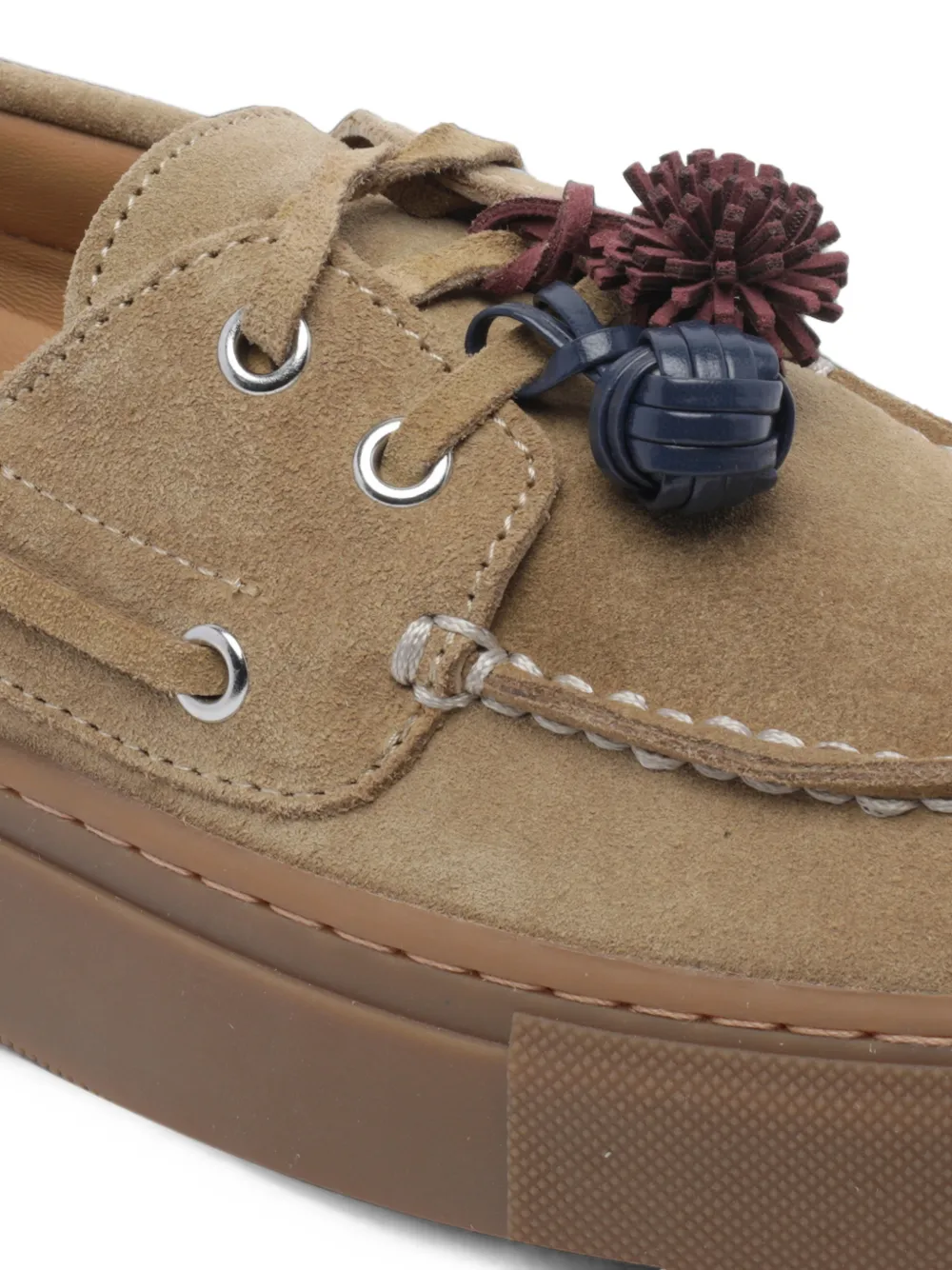 D.A.T.E. suede pompom loafers Beige