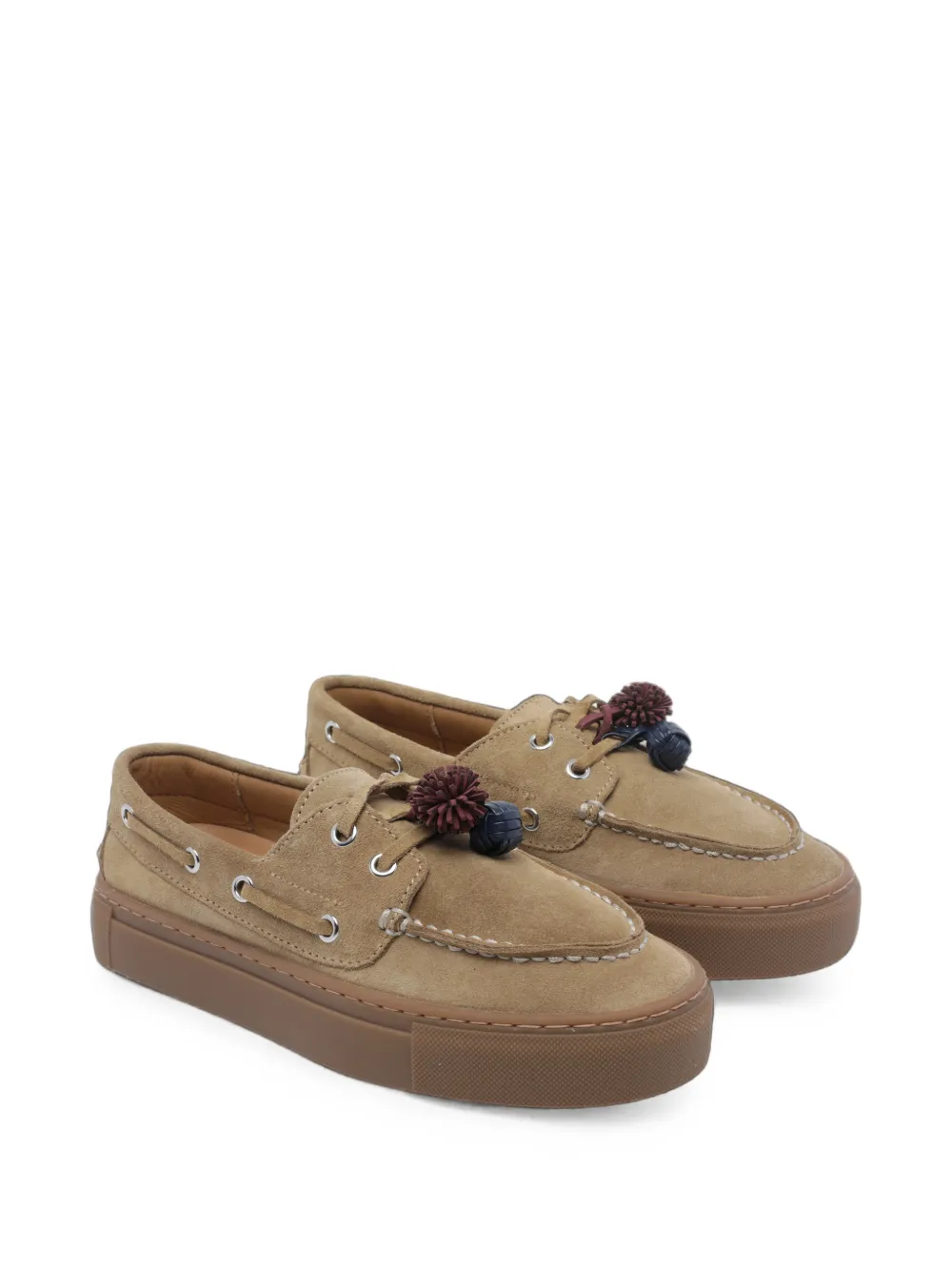 D.A.T.E. suede pompom loafers Beige