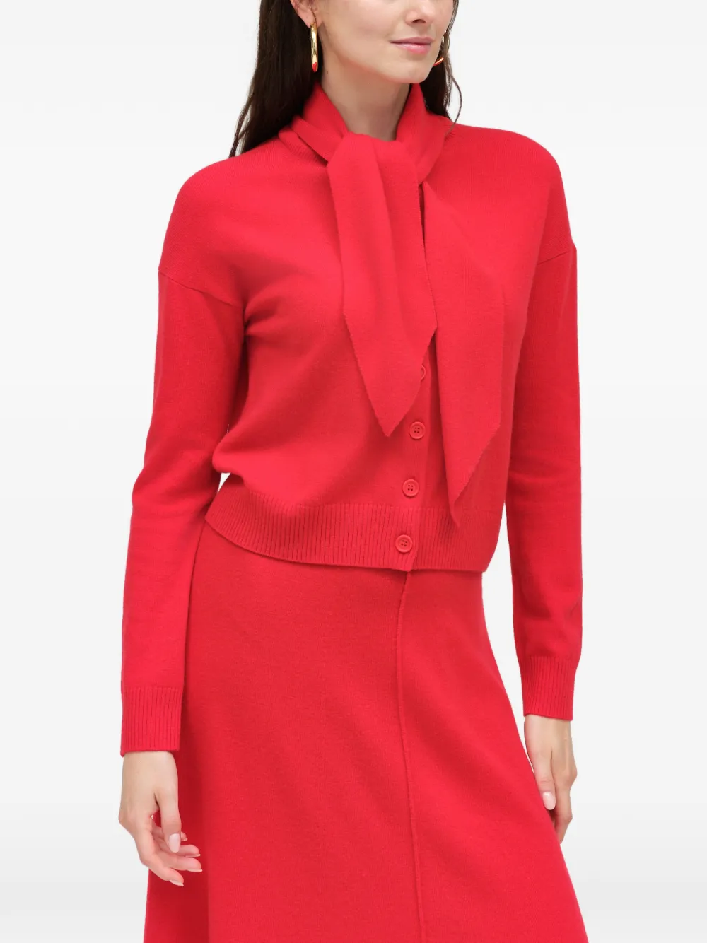 Chinti & Parker Vest met gestrikte hals en knopen Rood
