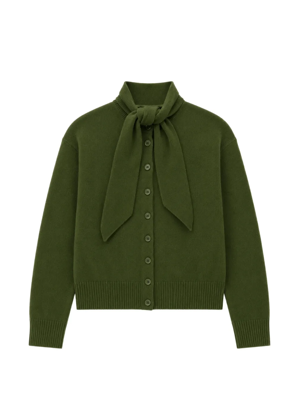 Chinti & Parker Tie-neck Button-up Cardigan In Green