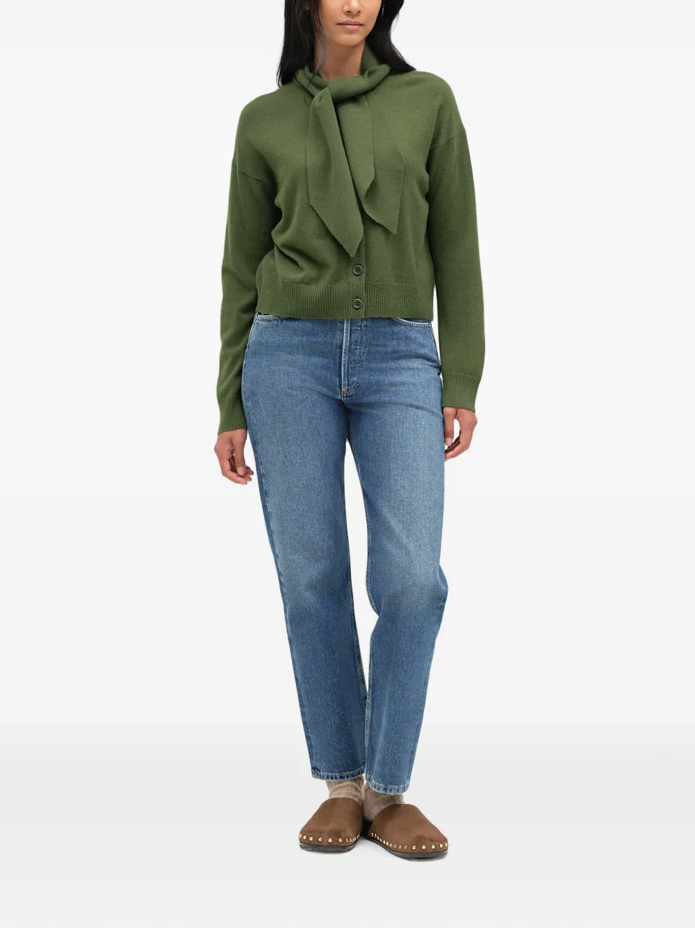Chinti & Parker Vest met gestrikte hals en knopen Groen