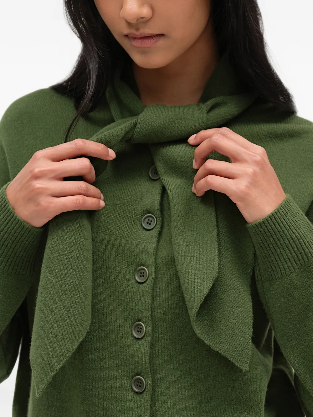 Chinti & Parker Vest met gestrikte hals en knopen Groen