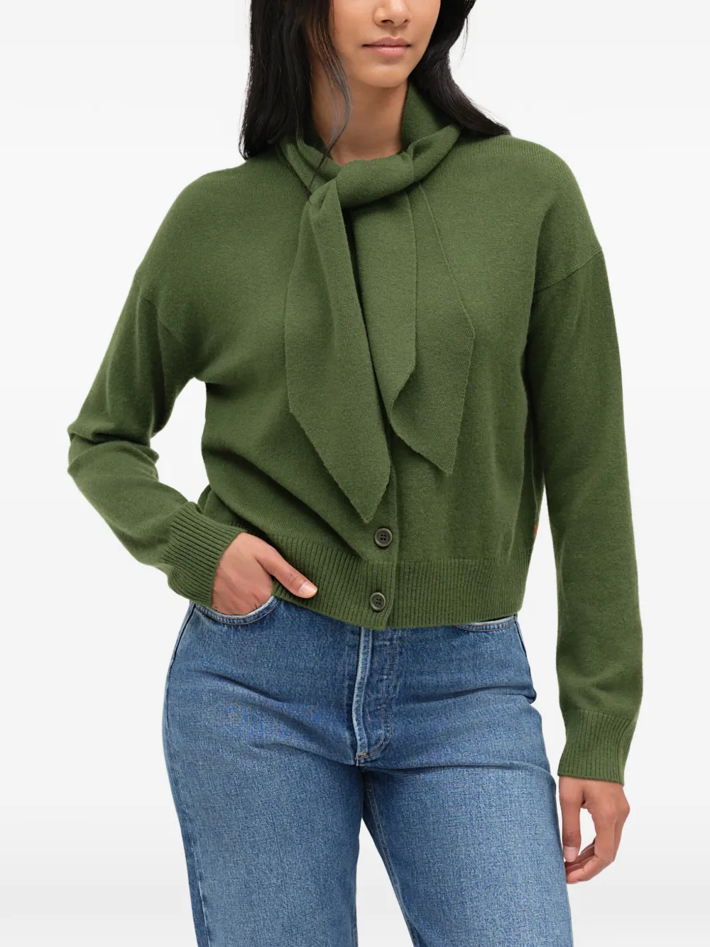 Chinti & Parker Vest met gestrikte hals en knopen Groen