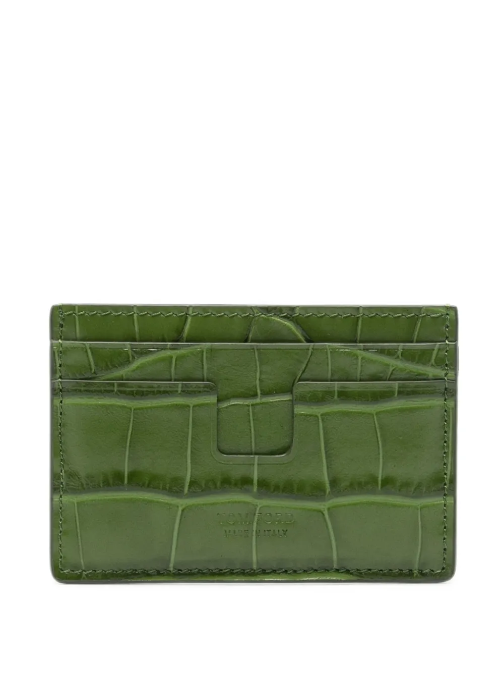 TOM FORD T Line crocodile-effect card holder - Verde