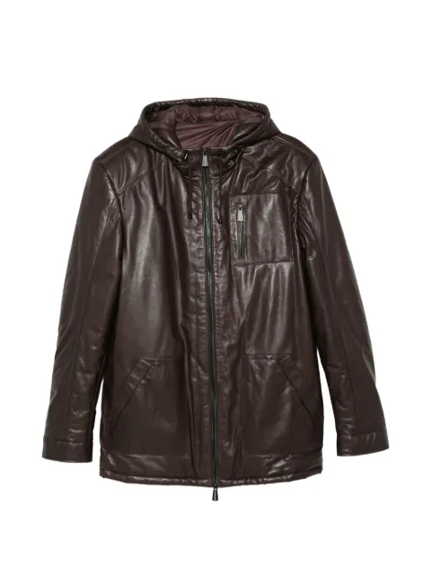 SERGIO MORETTI FIRENZE hooded leather jacket
