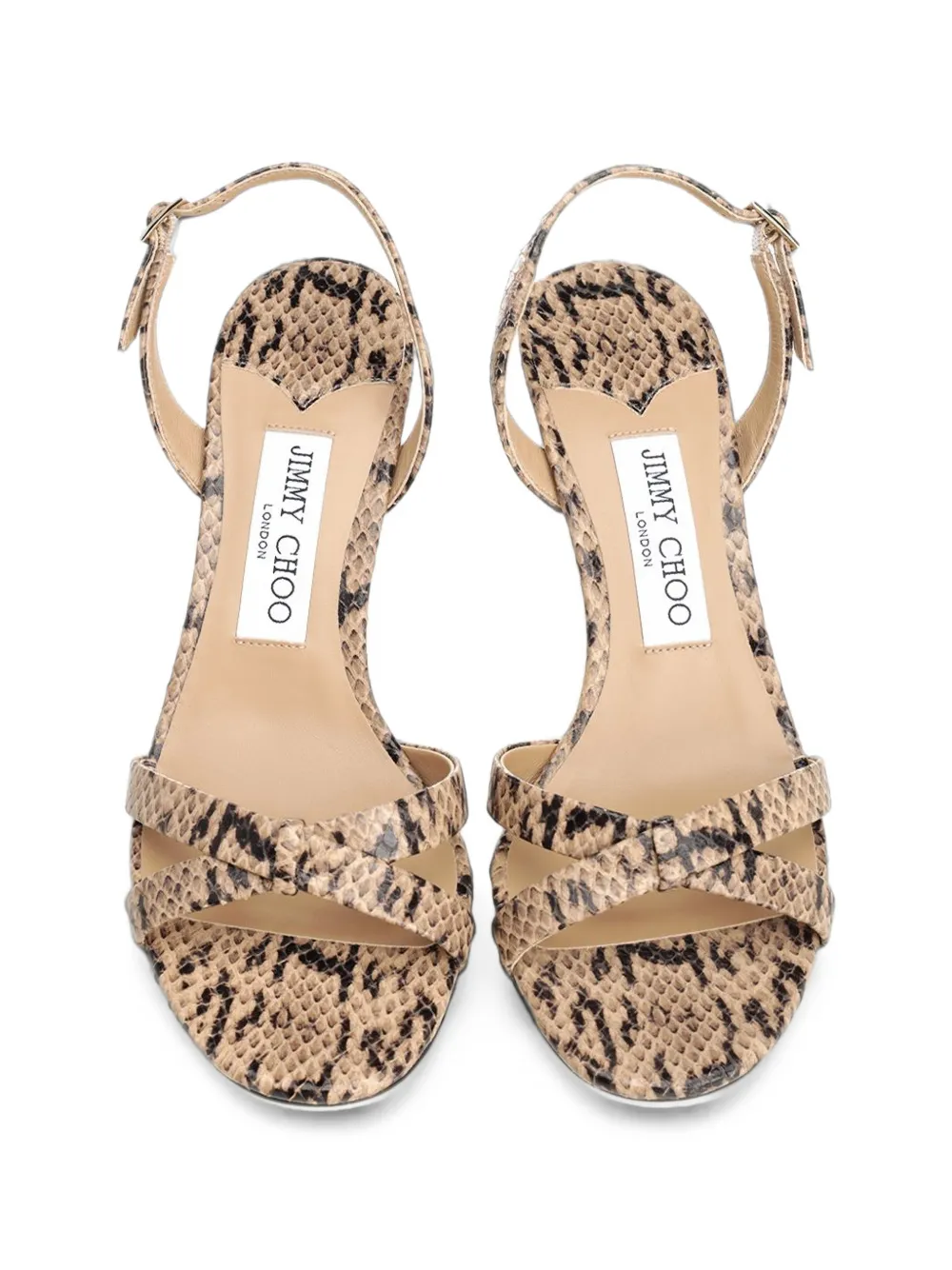 Jimmy Choo Elsy snake-effect leather sandals Beige