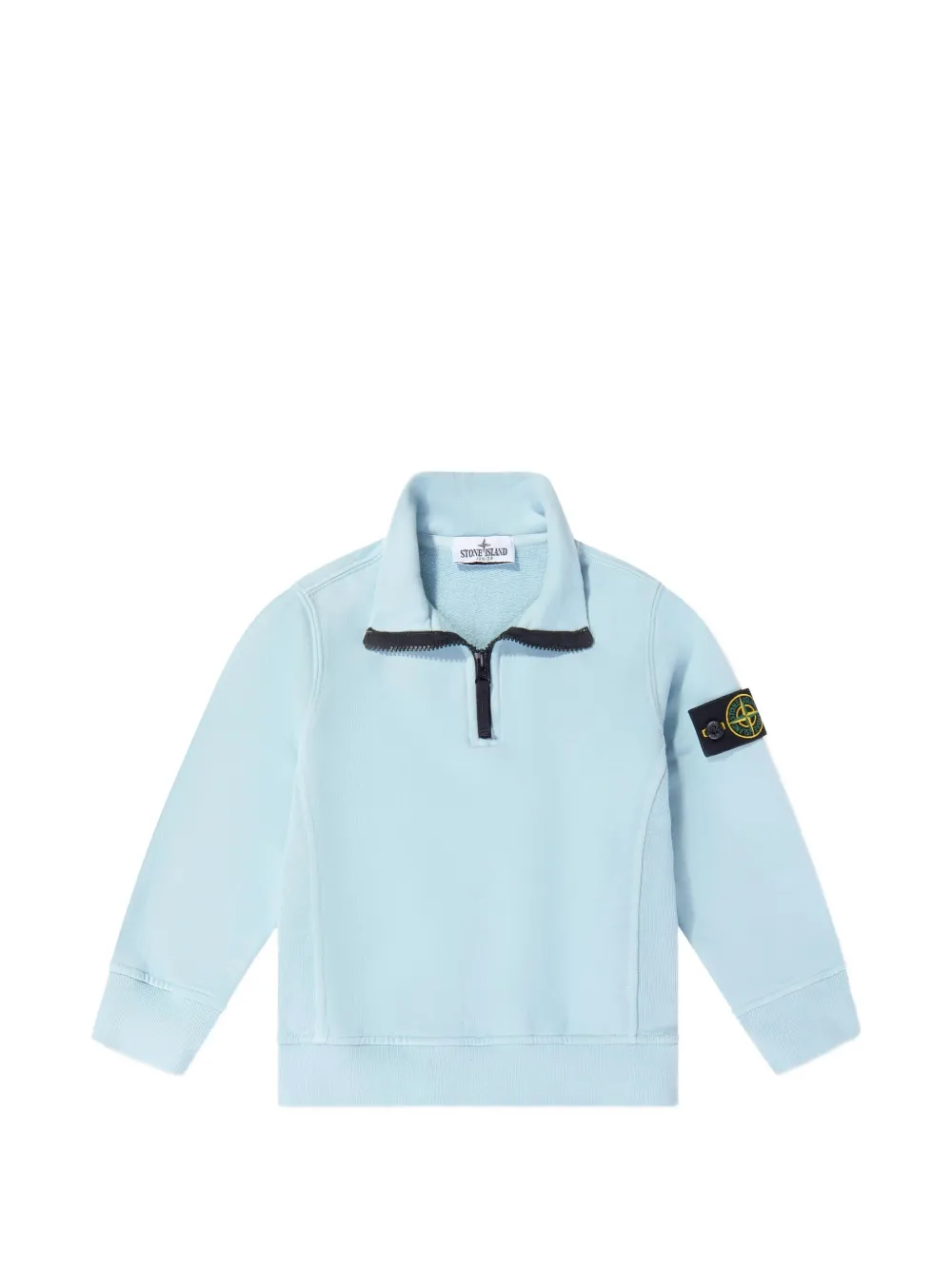 Stone Island Junior logo-patch quarter-zip sweater - Blu